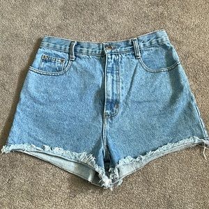 Vintage Steel Jeans USA Raw Hem Denim High Waisted Shorts